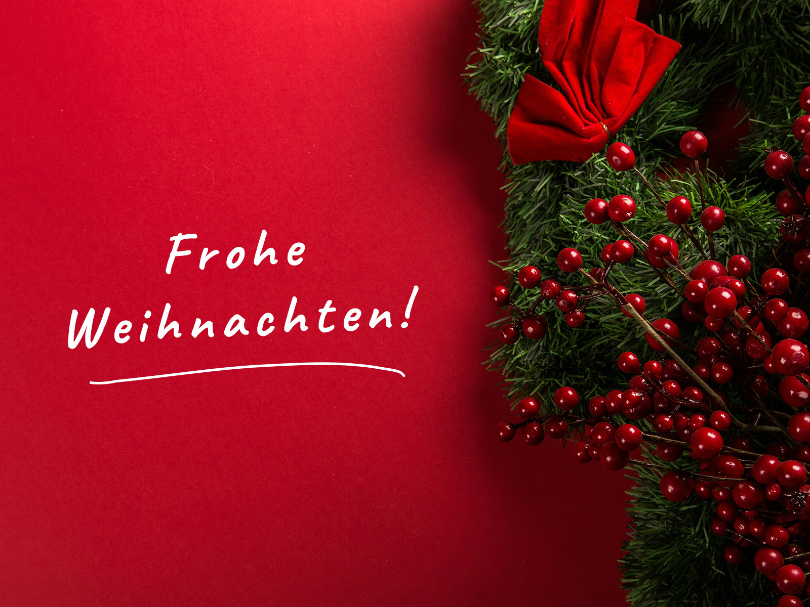 Weihnachtliche Karte mit dem Schriftzug Frohe Weihnachten